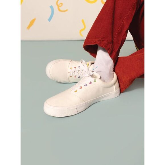 *NWT* TOMS x Happiness Project Men’s White Rainbow Sneakers - Picture 3 of 12